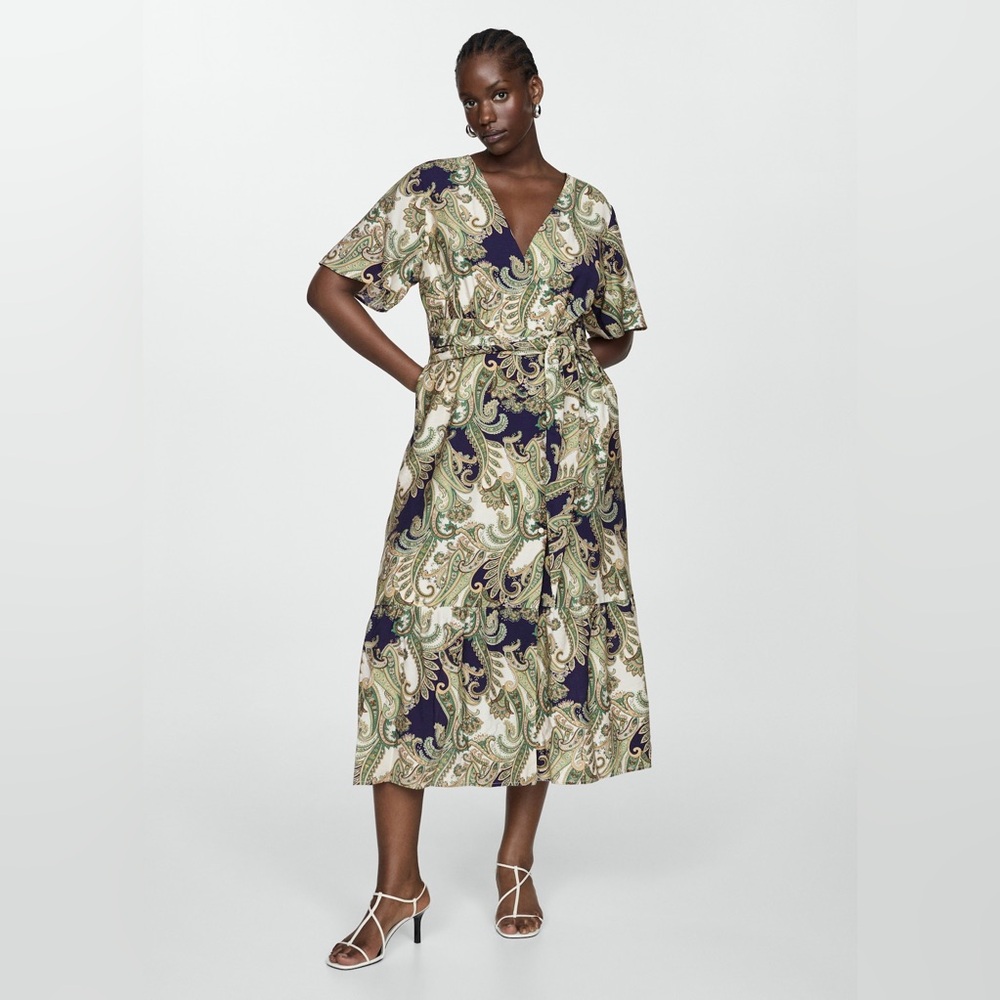 NWT MANGO Printed Dress with Belt